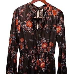 Xhilaration Black Floral sheer Mini-dress, Medium